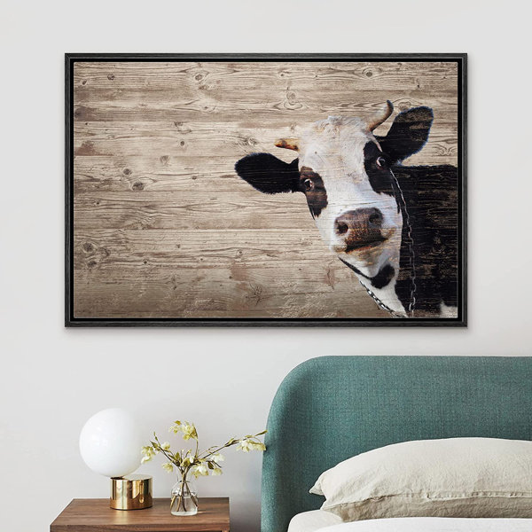 SIGNLEADER Wood Panel Effect Cow Pictures Country Farmhouse Decor